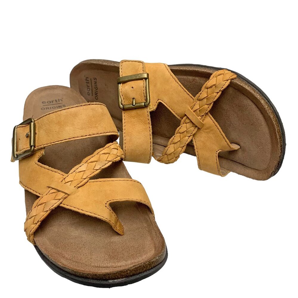 Earth Origins Orono Foster Amber Yellow Sustainable Nubuck Sandals Womens 8 Wide